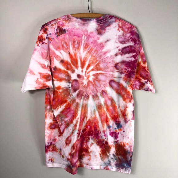 NEW Tie Dye Hand Dyed Colorful Tee Short sleeve Crewneck Shirt Cotton 842 - Picture 7 of 11